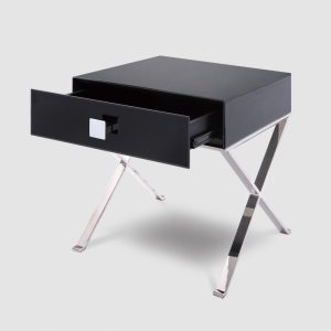 1015A  - Black Glass & Polished Stainless Steel Legs 3
